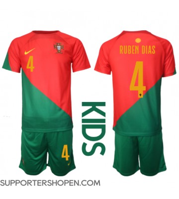Portugal Ruben Dias #4 Hemmatröja Barn VM 2022 Kortärmad (+ korta byxor)